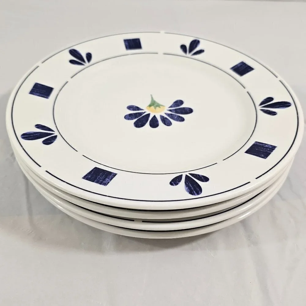 Oneida Spring Daisy Majesticware 8” Ceramic Salad Luncheon Plates – Set of 4
